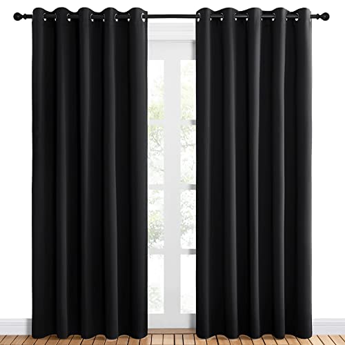 Blackout Draperies Window Curtain Panels (Black / 60"W x 84"L (Pack of 2))