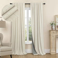 Burlap Colored Blackout Curtain 84 Inch Length 2 Panel Faux Linen Modern Farmhouse Living Room Darkening Curtain for Bedroom Window Black Out Drape for Sliding Glass Door Back Tab 7ft Long 52x84 Beige (Linen / 52"W x 84"L (Pack of 2))