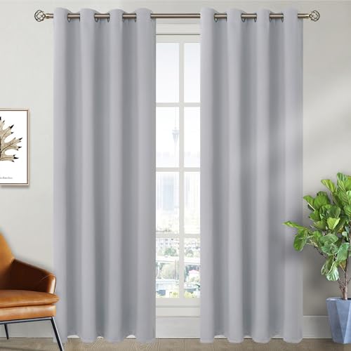 Room Darkening Curtains 84 Inches Long (Light Grey / 52"W x 84"L (Pack of 2))