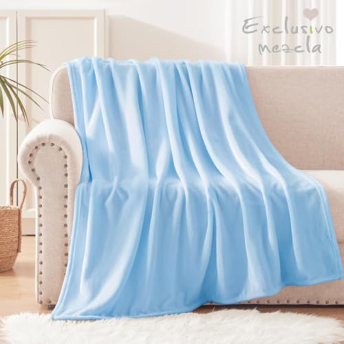 Soft Fleece Throw Blanket for Couch (Ice Blue / Throw (50" x 60"))