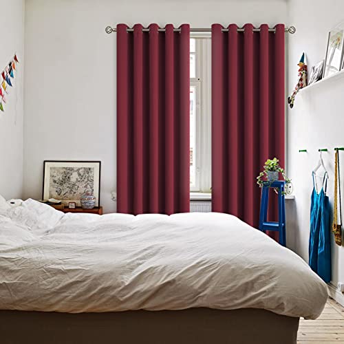 Burgundy Blackout Curtains for Living Room 84 Inch Long (Burgundy / 70"W x 84"L (Pack of 2))
