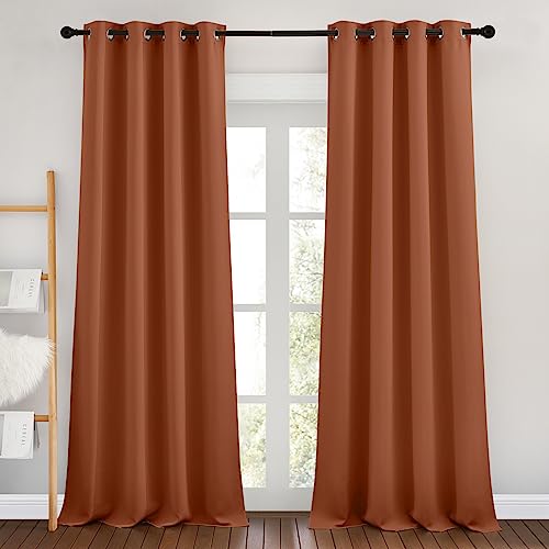Bedroom Blackout Curtains 90 inches Long 2 Panels Set (Burnt Orange / 46"W x 90"L (Pack of 2))