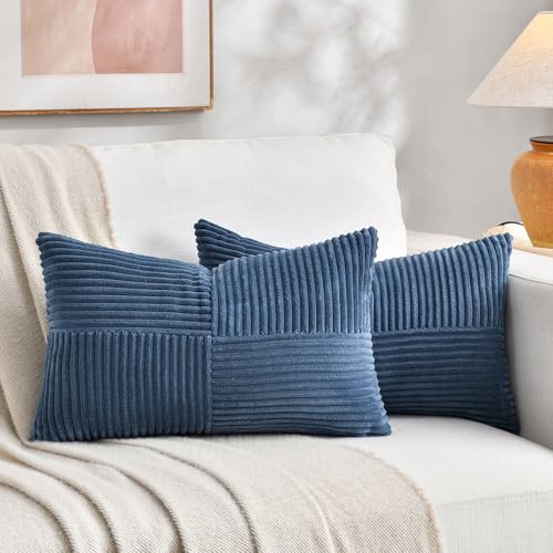 2 Packs Dusty Blue Lumbar Decorative Throw Pillow Covers 14x24 Inch for Couch Bed Sofa (Dusty Blue / 24" x 14" (Pack of 2))