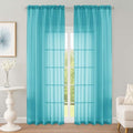 Turquoise Sheer Curtain 90 Inches Long 2 Panels Set (Turquoise / 59"W x 90"L (Pack of 2))