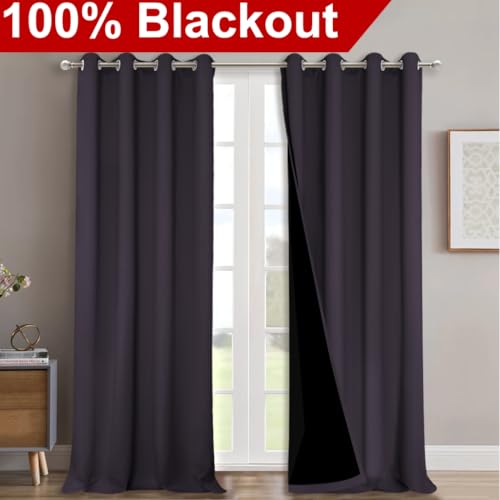 Full Shading Curtains for Windows (Greyish Purple / 52"W x 95"L (Pack of 2))