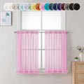Sheer Pink Tier Curtains 24 Inch Length (Pink / 42"W x 24"L (Pack of 2))