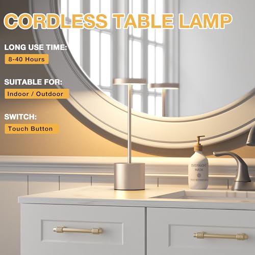 Cordless Table Lamp (Antique White / 2 Pack)