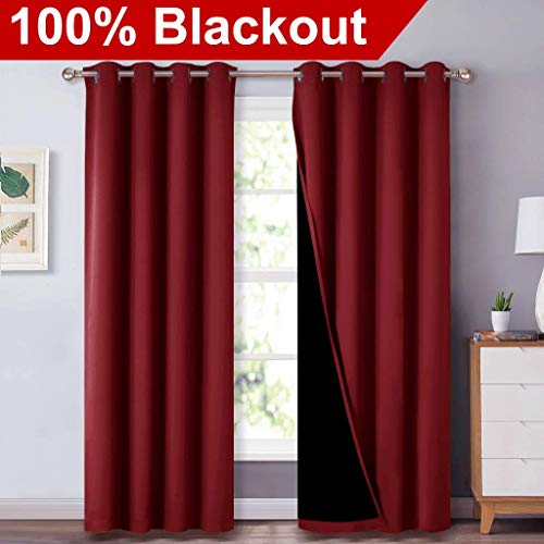 Burgundy Red Blackout Curtains for Living Room 52" x 84" 2 Panels (Burgundy Red / 52"W x 84"L (Pack of 2))