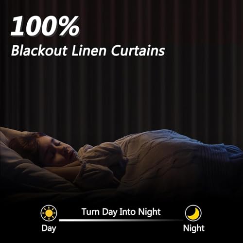 100% Blackout Curtains 84 Inch Length 2 Panels Set for Living Room Bedroom Back Tab Thermal Insulated Black Out Linen Drapes Room Darkening Blazer Grey (Blazer Grey / 52"W x 84"L (Pack of 2))