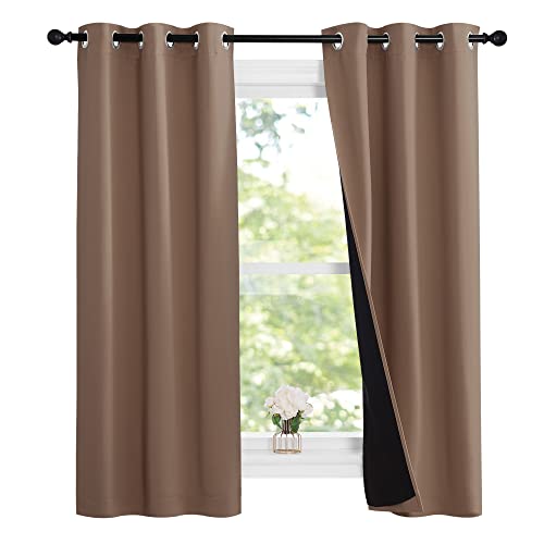 Cappucciono Kitchen Full Blackout Short Curtain Panels (Cappuccino / 37"W x 63"L (Pack of 2))