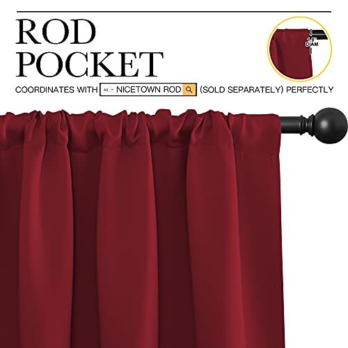 Christmas Burgundy Red Blackout Curtains 72 inches Long (Burgundy Red / 42"W x 72"L (Pack of 2))