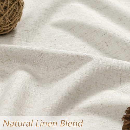 Extra Long 100% Blackout Linen Curtains for Bedroom 120 Inch Long 10 FT Natural Cream Black Out Curtain Back Tab Thermal Insulated Room Darkening Window Drapes for Living Room 2 Panels Beige Ivory (Cream / 52"W x 120"L (Pack of 2))