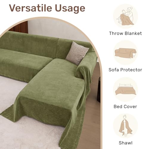 2 Pieces Sectional Couch Covers L Shaped Cover XL Green (Green / 71"×110"+71"×118")
