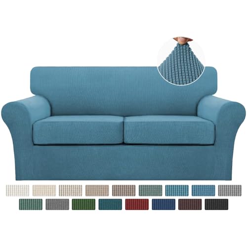 3 Piece Sofa Covers for 2 Cushion Couch Sofa Slipcover Soft Couch Cover for Dogs (Sofa (2 Cushion) / Storm Blue)