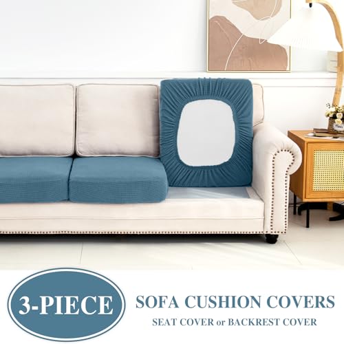 Couch Cushion Covers Seat Cushion Cover Stretch Couch Cover Separate Sectional Sofa Slipcovers Furniture Protector (Blue / 3PC Seat Cover or Backrest)