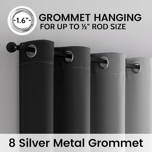 100% Blackout Ombre Bedroom Curtains Black and Greyish White (52"W x 54"L (Pack of 2) / Black With Black Back)