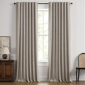 100% Blackout Linen Curtains 42 x 108 Inch Greige 2 Panels (Greige / 42"W x 108"L (Pack of 2))