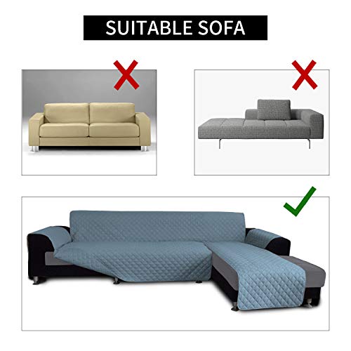 Reversible L Shape Sectional Couch Cover (Large / Light Blue/Light Blue)