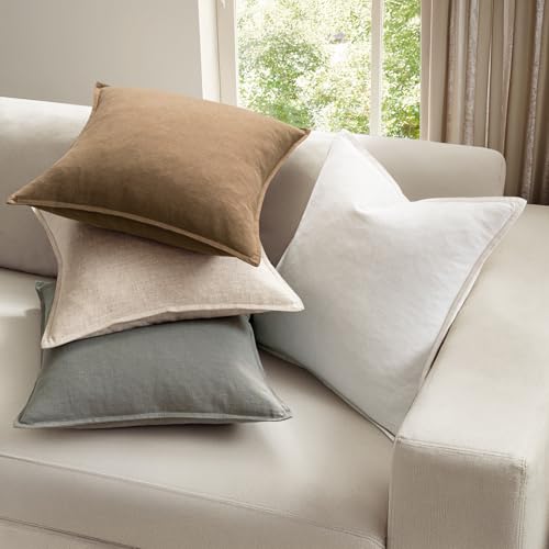 Neutral Boho Linen Decorative Pillow Covers 12x20 Inch Pack of 4 (20" x 12" (Pack of 4) / Neutral)