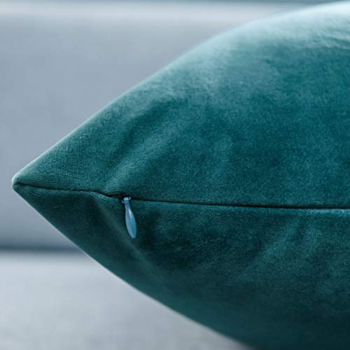 24x24 Euro Velvet Throw Pillow Covers Set of 2 (Peacock Blue / 24" x 24" (Pack of 2))