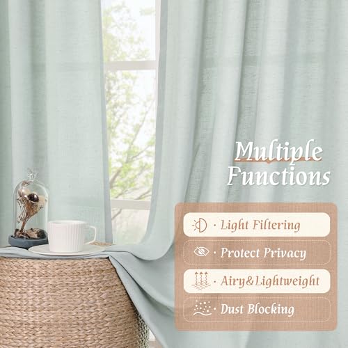 Light Blue Linen Curtains 72 inch Length for Living Room (Light Blue / 52"W x 72"L (Pack of 2))