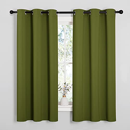 Olive Green Blackout Curtains 40 inches Length for Kitchen (Olive / 29"W x 40"L (Pack of 2))