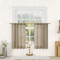 Semi Sheer Linen Curtains 36 Inch Length for Cafe Half Window (Taupe / 25"W x 36"L (Pack of 2))