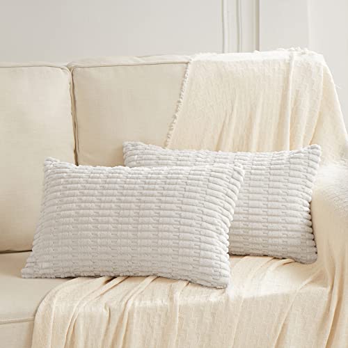 4 Packs Decorative Throw Pillow Covers for Living Room Couch Bed (24" x 16" (Pack of 4) / White)