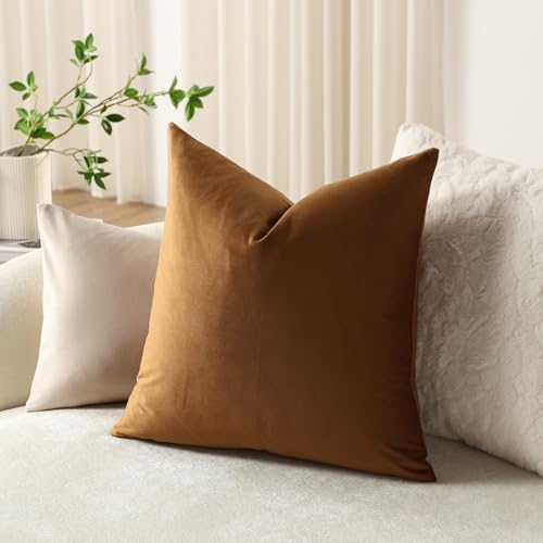 Throw Pillow Covers 16x16 Golden Brown (Golden Brown / 16" x 16" (Pack of 2))
