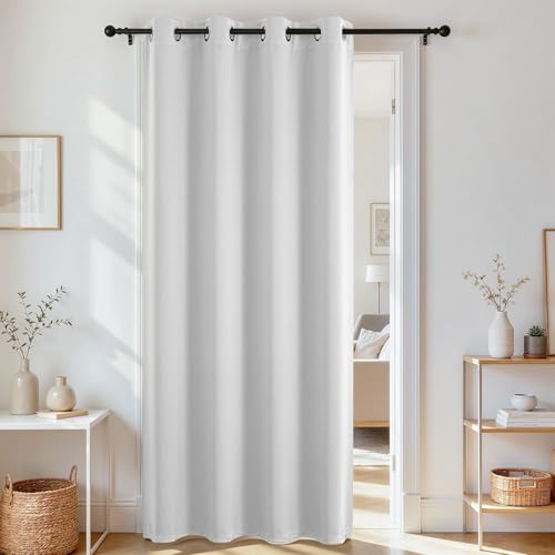 Door Curtain Blackout Curtains for Doorway Privacy Closet Drapes (Greyish White / 52"W x 90"L (Pack of 1))