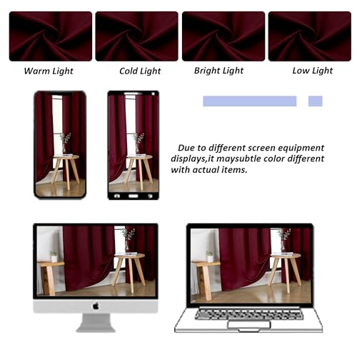 Ava Burgundy Blackout Curtains for Bedroom 90 Inches Long 2 Panels Set (Burgundy / 50"W x 90"L (Pack of 2))