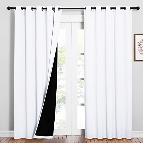 White Blackout Curtains for Nursery 62" Wide x 84" Long 2 Panels (Pure White / 62"W x 84"L (Pack of 2))