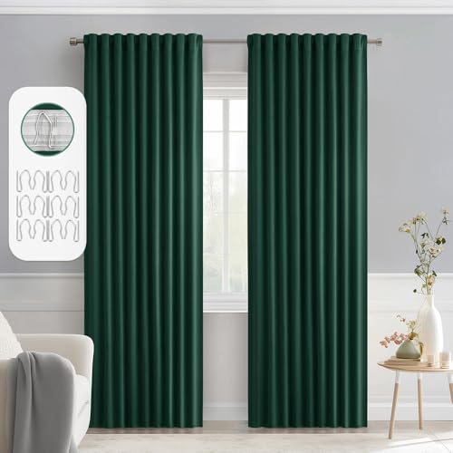 Christmas Hunter Green Back Tab Blackout Curtains 52"x84" 2 Panels (Hunter Green / 52"W x 84"L (Pack of 2))