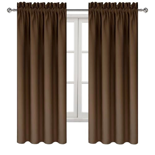Blackout Curtains for Bedroom Living Room 42 x 72 Inch Long Brown (Brown / 42"W x 72"L (Pack of 2))