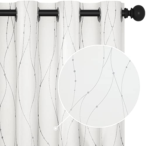 Living Room Curtains 95 Inches Long (Pure White/Wave Dots / 52"W x 95"L (Pack of 2))
