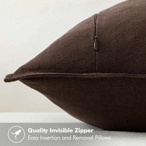 Decorative Linen Euro Sham Pillow Covers 26x26 Dark Brown (Dark Brown / 26" x 26" (Pack of 2))