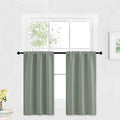 Kitchen Blackout Window Curtains Over Sink 36 inch Length (Grayish Green / 29"W x 36"L (Pack of 2))