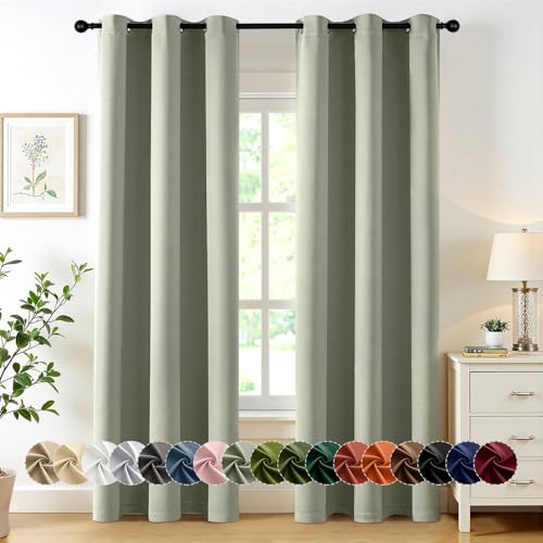 Blackout Curtains for Bedroom 2 Panels 40 x 84 Inch Long Sage Green (Sage Green / 40"W x 84"L (Pack of 2))