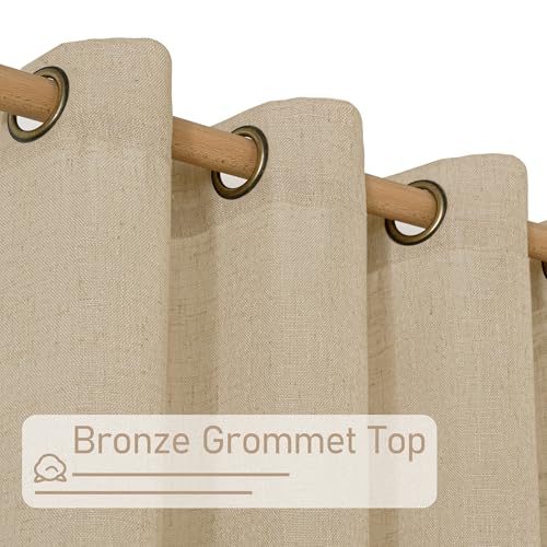 Linen Curtains 63 inches Long for Bedroom 2 Panels (38"W x 63"L (Pack of 2) / Brown)