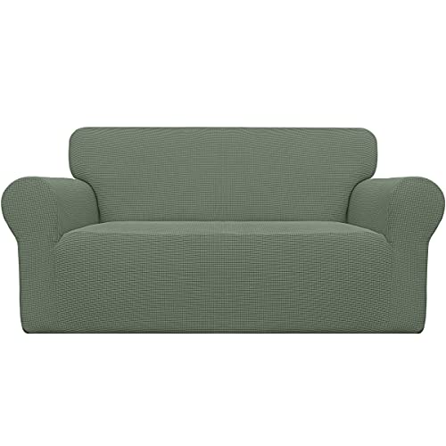 Stretch Oversized Loveseat Couch Covers Washable Greyish Green (Medium-XL Loveseat / Greyish Green)