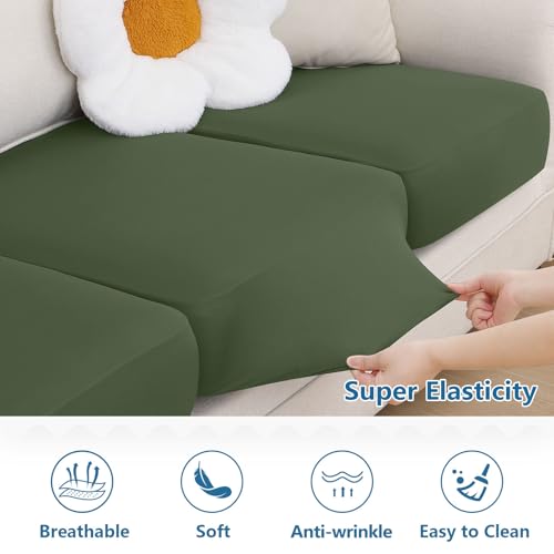 Milk Silk Couch Cushion Covers (Bronze Green / Seat Cover 2 Pack)
