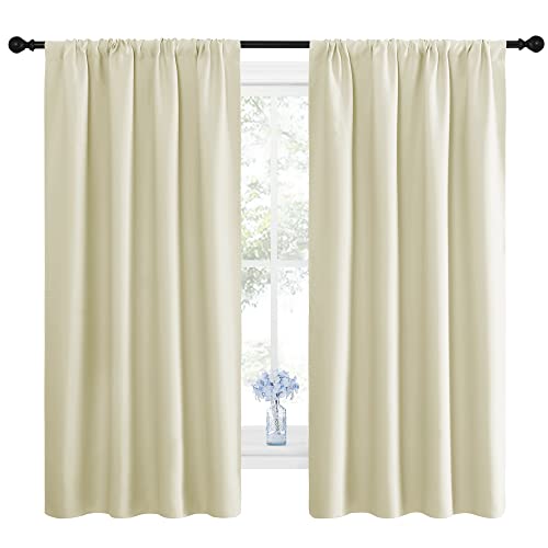 Beige Room Darkening Curtains for Living Room 42" w x 63" L 2 PCs (Beige / 42"W x 63"L (Pack of 2))