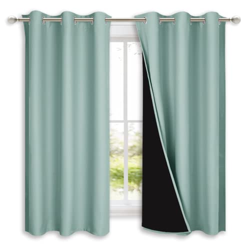 Aqua Blue 100% Blackout Lined Curtains (Aqua Blue / 42"W x 63"L (Pack of 2))