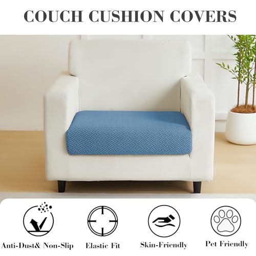 Sofa Covers Couch Covers for Sofa Pet Friendly Couch Cushion Covers Universal Sofa Covers Washable Stretch Slipcovers for Sectional Sofa (Texture Blue / Large Single Seat Cover)