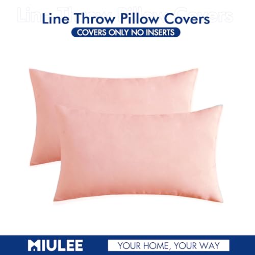 Decorative Outdoor Pillow Covers Lumbar Waterproof 12x20 Light Pink (20" x 12" (Pack of 2) / Light Pink)