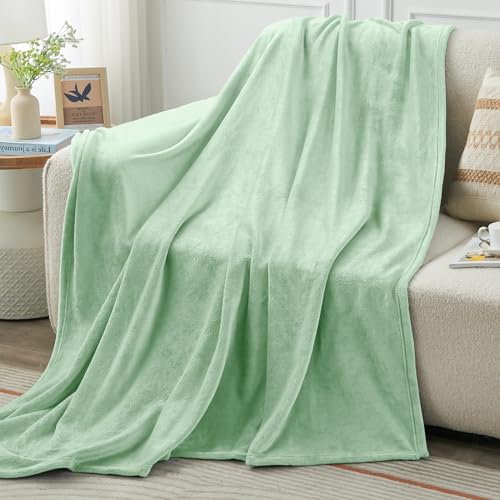 Sage Green Fleece Throw Blanket for Bed (Sage Green / Throw(50"x60"))