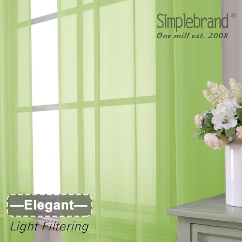 Lime Sheer Curtains 63 Inch Length 2 Panels (Lime / 42"W x 63"L (Pack of 2))