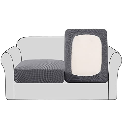 High Stretch Individual Seat Cushion Covers Sofa Slipcovers Couch Cushion Covers Sofa Covers Featuring Jacquard Textured Twill Fabric (Grey)
