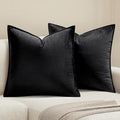 Decorative Black Velvet Throw Pillow Covers for Couch 22x22 Inch (22" x 22" (Pack of 2) / Black)
