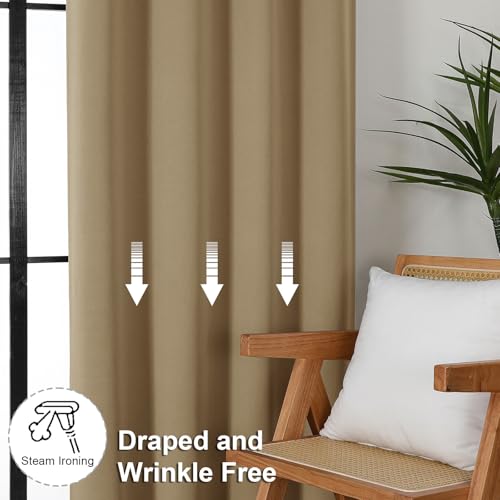Ava Taupe Blackout Curtains for Bedroom (Taupe / 40"W x 78"L (Pack of 2))